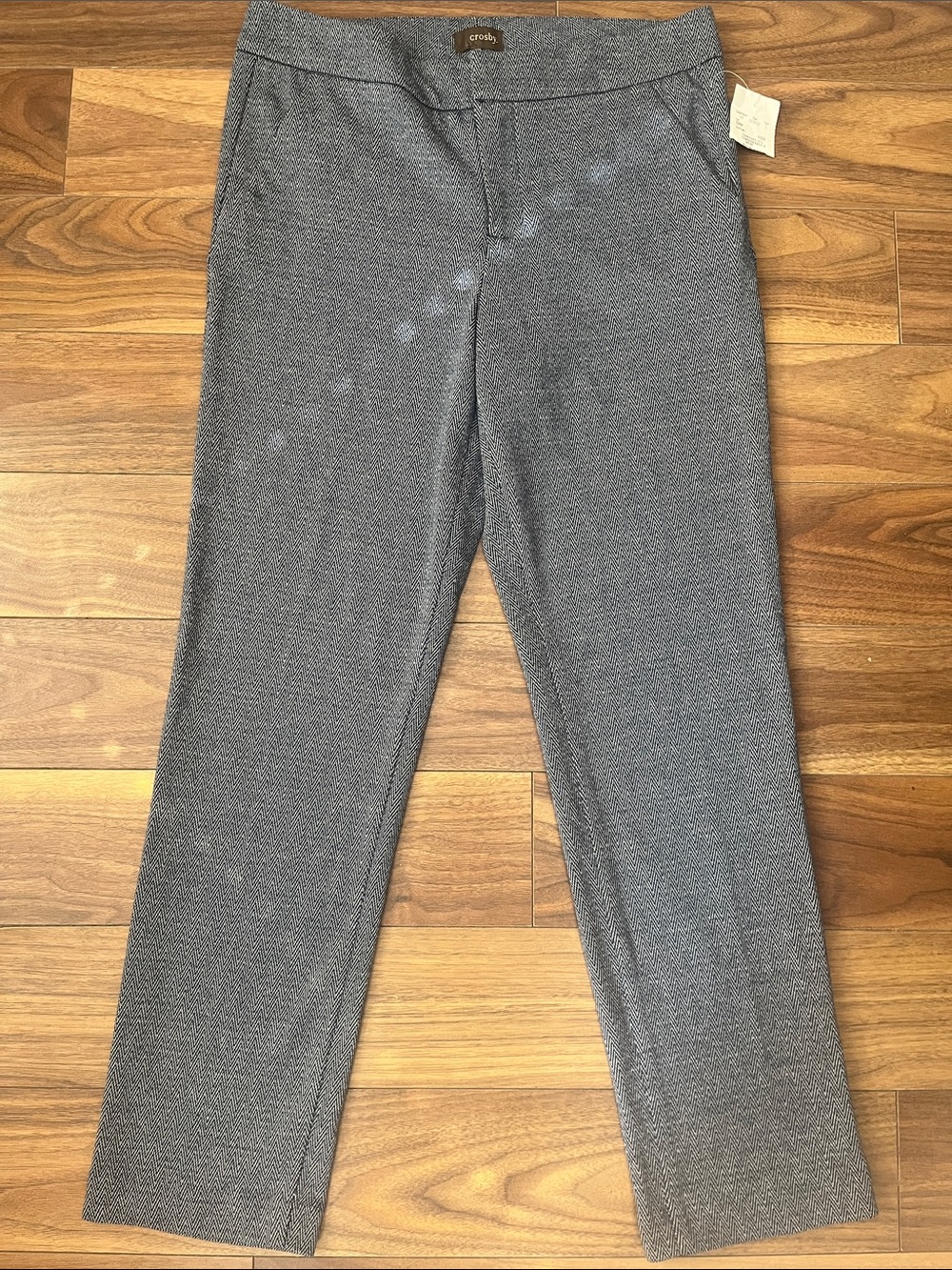 New Women crossby Trousers Pants Size 10 Formal Office Blue zigzag